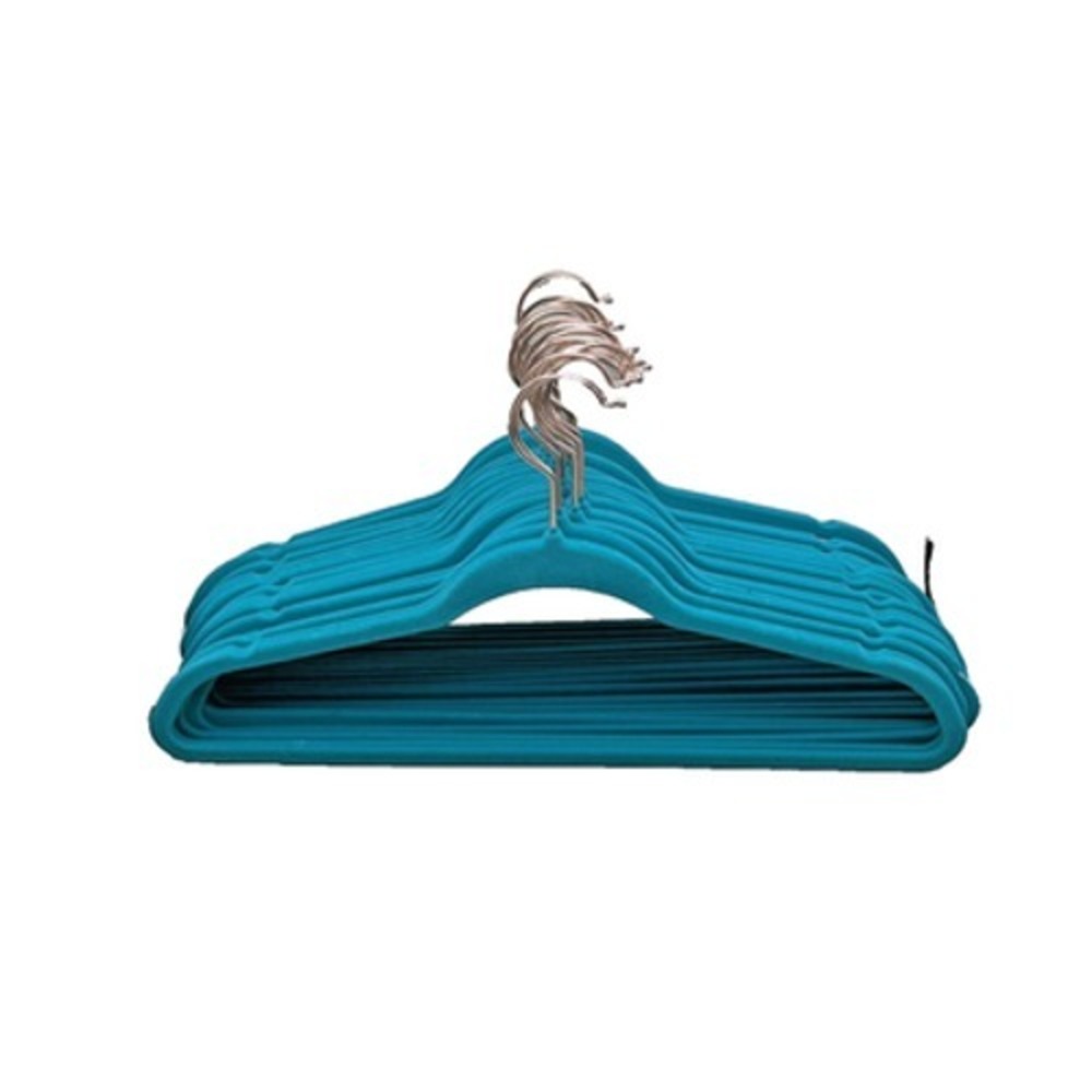 20 Teal Flocked felt Non-Slip Velvet Clothes Hangers Standard Size Ultra‎ Slim